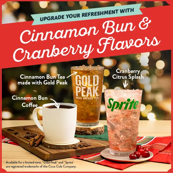 Cinnamon Bun & Cranberry Beverages at Golden Corral